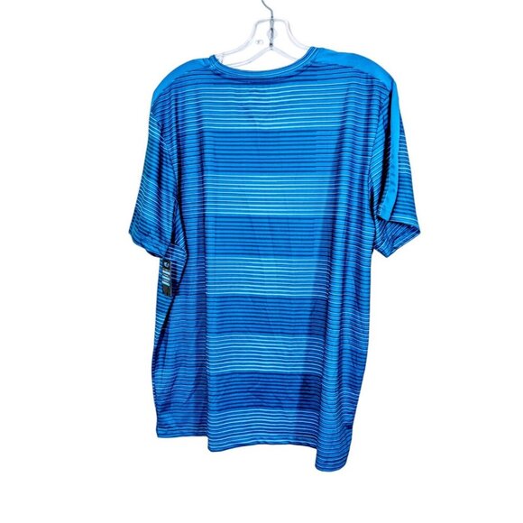 ACX Active New Athletic Top Shirt Mens Large Short Sleeve Blue Stripe Gym Casual - Picture 2 of 5